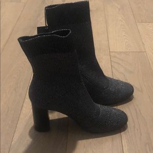 Zara Sparkly Grey Block Sock Heel